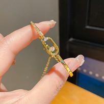 Asymmetrical Gold Plated Zirconia Hand Chain For Women Stylish Daily Wear auksas