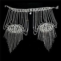 Luxurious Design Rhinestone Shoulder Necklace Elegant Bridal Tassel Necklace  Banquet Parties sidabras