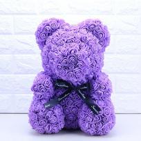 Handmade Rose Bear Flower Teddy Doll Perfect Valentine's Day Gift Violet