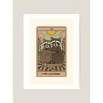 Tarot Tapestry: Raccoons in Love 75x100 juoda
