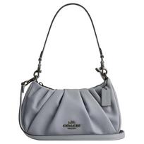 COACH Teri 24 Adjustable Detachable Shoulder Strap with Zip Closure Smooth Leather Crossbody Shoulder Bag Medium Women's Gray Blue mėlyna