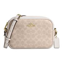 COACH JamieCrossbody 19 Double C presbyopic zipper closure leather crossbody bag small size women's beige with white balta