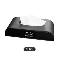 1pc Leather Supplies Seat-type Center Console Car Tissue Box For Chevrolet Cruze Captiva Trax Malibu Tahoe Equinox Impala juoda