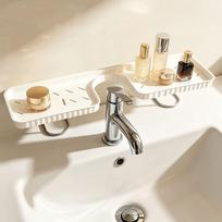 Large Capacity Faucet Sink Shelf No-Drill Sink Drying Rack Bathroom Storage Rack  Mirror Front juoda