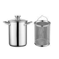 Kitchen Cookware 304 Stainless Steel Deep Fryer With Basket Visible Lid Oil Frying Pot Deepened Lard Tank French Fries