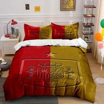 Red-gold crest emblem. Bedding sets Duvet cover sets Duvet covers Pillowcases(1 * Duvet Cover 2 * Pillowcases without duvet insert) 135x200cm