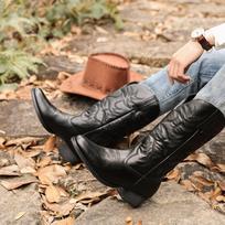 New Austrian shoes and boots 6080 retro boots, cowboy boots, height-increased 4.5cm leather shoes embroidered high-heeled western boots 38 juoda