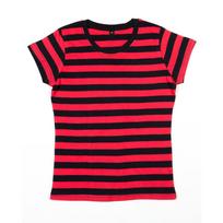 Mantis Womens/Ladies Striped T-Shirt XL juoda/raudona