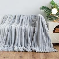 Tarptautinis flanelinis triušio pliušinis pledas: Daugiafunkcis sofos užvalkalas ir storas žieminis miego pledas 70x100 cm (legs only) pilka spalva