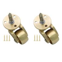 Brass Casters Wheel 360 Degree Design Quiet Floor Protector Rollers 2pc for Easy Furniture Relocation Mounting Set 1