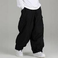 Men's Loose Fit Cargo Pants with Side Pocket - Elastic Waist Jogger Pants for Casual Street Style M juoda