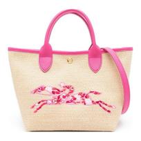 Longchamp Le Pliage 21 Siuvinėtas Užsegamas Šiaudinis Drobės Pirkinių Krepšys Moteriški Pirkinių Krepšiai Rožinis 10144HCE319 Basic Set (Bag)