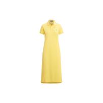 Ralph Lauren SS22 tinklinė midi suknelė su polo apykakle, trumpomis rankovėmis, moteriška, geltona WMPODRSNFA20226-730 XS