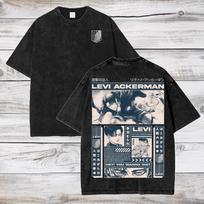 Rivaille Attack on Titan Manga Print Tshirt For Men Women Clothing Cotton Short Sleeve Tees Vintage Washed Oversized Streetwear S