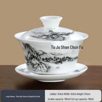 Large Dehua Blue and White Porcelain Gaiwan
