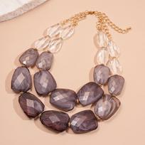 Multi-hue Oversized Resin Strand Translucent-jelly Geometric Facet Choker  Beach Party juoda