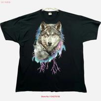 Vintage Y2K Wolf Howling Ligthning T Shirt Mens 3XL Black Nature vintage Washed Soft graphic Breathable Casual streetwear S įvairiaspalvis