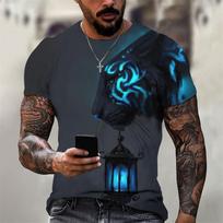 3D Printed Flame Dog Leopard Wolf T Shirt Men's Animal Pattern Tops Summer Harajuku Loose T-Shirts Short Sleeves Round Neck Tees XS