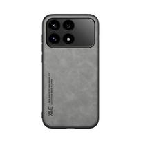 Skin Feel Leather Phone Case for POCO F8 F6 F5 F4 X4 GT X5 X6 X7 M7 C75 M6 M4 Pro Ultra Cover Luxury Poco F5 šviesiai pilka spalva