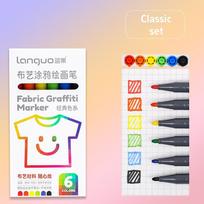 6pcs Fabric Graffiti Marker Pens Set Washable & Reusable Drawing for Cotton Canvas Linen DIY Paint School A7723