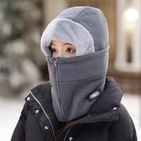 Furry Winter Balaclavas Cap Thickened Mask Pullover Cap Beanies Hat Plush Neckerchief  Women Black Thickened