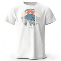 Japanese Style Fuji Mountain Print Men's Cotton Sports Running Fitness Short Sleeves Simple Plus Loose T-shirt XXXL balta