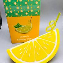Fruit Shaped Water Bottle Odor Free PVC Cute Summer Drinking Bottle with Straw for Kids Children Lemon