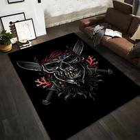 Skull Pirate Rug with Knives, Red Coral and Dark Artistic Style Suitable for use as an anti-slip for living room bedroom sofas 40x60cm( 15x23in )