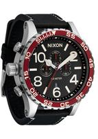 Nixon 51-30 Chrono A1392 Men's Waterproof Analog Watch 51mm Face Genuine Leather Band Silver Black Cranberry