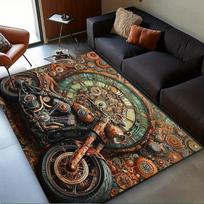 Steampunk Motorcycle Gear Rug for Retro Lovers,Industrial Art Carpet with Vintage Bike DesignUnique Floor Decor Machine washable 50x80cm