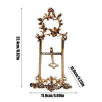 Brass Easel Floral Scroll Details Vintage Tiered Tripod Metal Display Easel For Family Enthusiast Entryway Bedroom Fireplace mėlyna