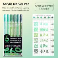 6Colors/Set 1.0mm Tip Acrylic Painting Brush Art Drawing DIY Album Card Marker Pen Multi-Purpose Journaling Colored Pen