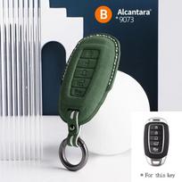 For Hyundai i30 Tucson KONA Encino Solaris Azera Grandeur Ig Accent Santa Fe Palisade Car Key Case Suede Shell Cover Keychain