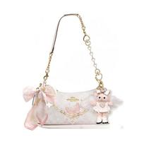 COACH shoulder bag [Customized bag] Teri 25 brand micro-label detachable strap bow silk scarf extension chain printed Light Weaving Poetry Basic Model balta
