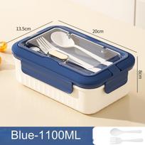 1100ML Bento Box for Adults 3-Compartment Meal Prep Lunch Box BPA-Free Food-Safe Leakproof Lunch Containers with Spoon & Fork Microwave Freezer Safe mėlyna