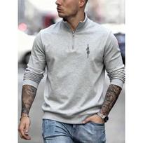 Men's Destiny Blade Warrior Zipper Sweatshirt Katana Manga Print, Long Sleeve Casual Top, Theme Activities and Casual Wear S pilka