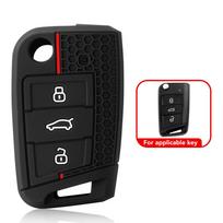 For VW Polo Golf 7 for Skoda Octavia Kodiaq Karoq for SEAT Ateca Leon Key Cover Shell 2016-2018 3 Buttons Silicone Key Fob Case raudona