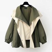 Spring and Autumn Women's Waist Collection Mid-length Windbreaker Korean Version Women's Casual Coat XS žalia