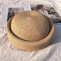 2026 New 100% Natural Raffia Fedoras Berets Hat Women Summer French Retro  Dome Top Pillbox Hat Females Vacation Beach Straw Hat 55-58cm