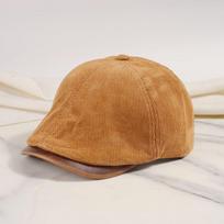 RICYGVM Autumn Winter Corduroy Beret For Women Retro Classic Solid Color Forward Hat Men Painter Fashion Sunshade Duckbill Cap Adjustable chaki