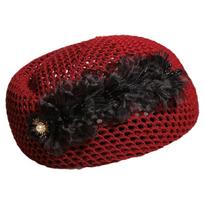 French-Style Elegant Floral Hollow-Out Beret for Women Summer Korean Fashion Sweet Versatile Stewardess Hat Face-Slimming 58 raudona