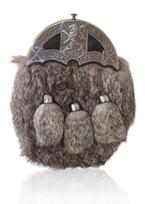 Rabbit Fur Full Dress Sporran Lion Rampant Brass Cantle Scottish Leather Kilt Wallet one size kupranugaris