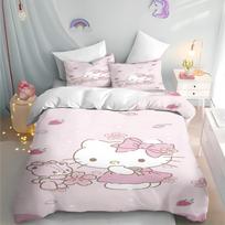 MINISO Hello Kitty Duvet Cover Cartoon Anime Printed Bedding Set Children Pillowcase Printed Bedding Home Fashion Boys Girls EU Single(135*200cm)3pcs