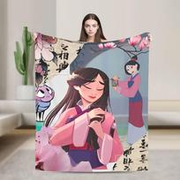 Mulan animacinis šiltas minkštas pledas kelionėms biurui pliušinė patalynė užtiesalai purūs sofos kėdės flanelinis lovatiesis sofos lovos užvalkalas 75x90cm