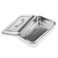 Stainless Rectangle Dish Instrument Tray Organizer Holder with Lid & Handle Grip