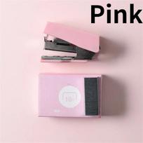 1PC Mini Stapler for Paper File Metal Stapler Set with 500pcs 10# Staples Cute Stationerys Kits School Office Binding Supplies rožinė