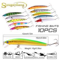 Sougayilang žvejybos masalai 10 vnt Minnow žvejybos masalai ABS skęstantys nardymai 10 pcs