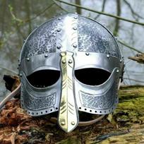 Viduramžių normaniškas šalmas su nosine, vikingų šalmas, šarvuotas šalmas