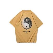 Li Ning Skateboard Series Casual Sports Printed Round Neck Short Sleeve T-Shirt Men Tops Ginger-Yellow AHSR509-2 M