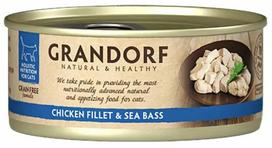 Šlapias kačių maistas Grandorf Natural & Healthy, vištiena/jūros ešerys, 0.07 kg